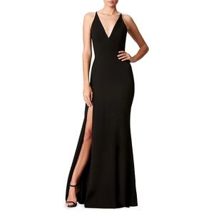 Dress The Population Iris Sleeveless Crepe Slit Gown